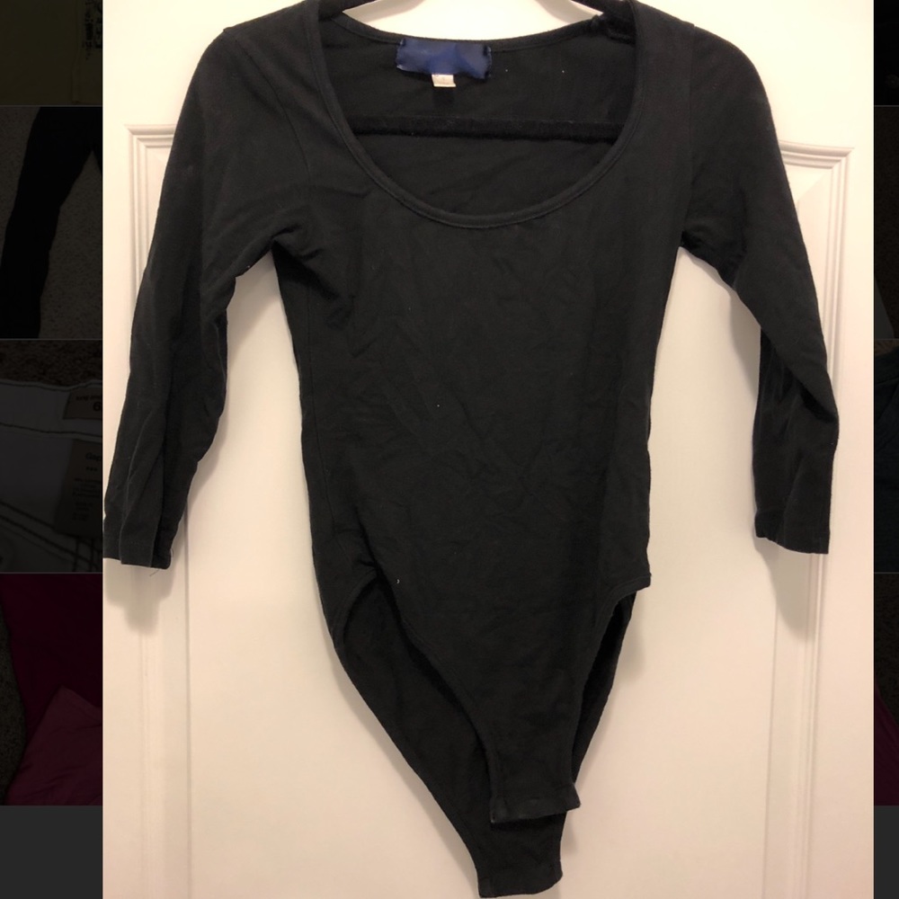 Black scoop neck bodysuit